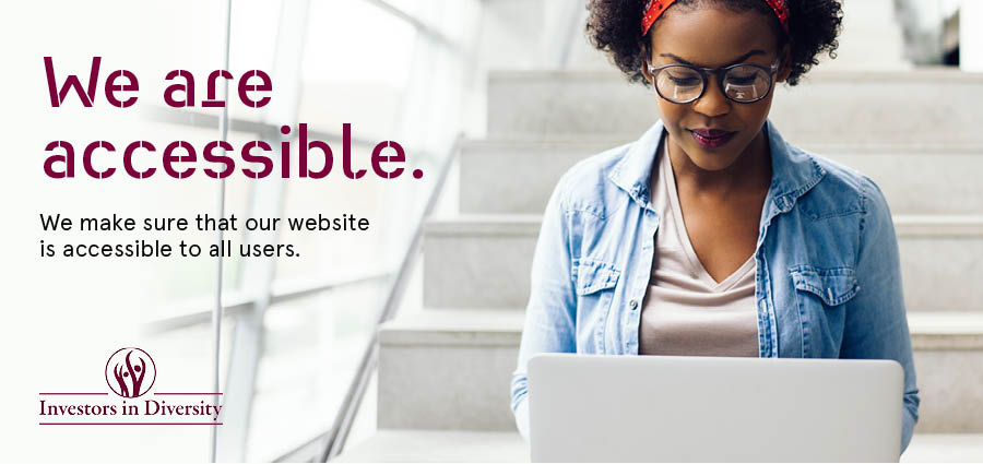 A graphic that reads 'We are accessible. We make sure that our website is accessible to all of our users'