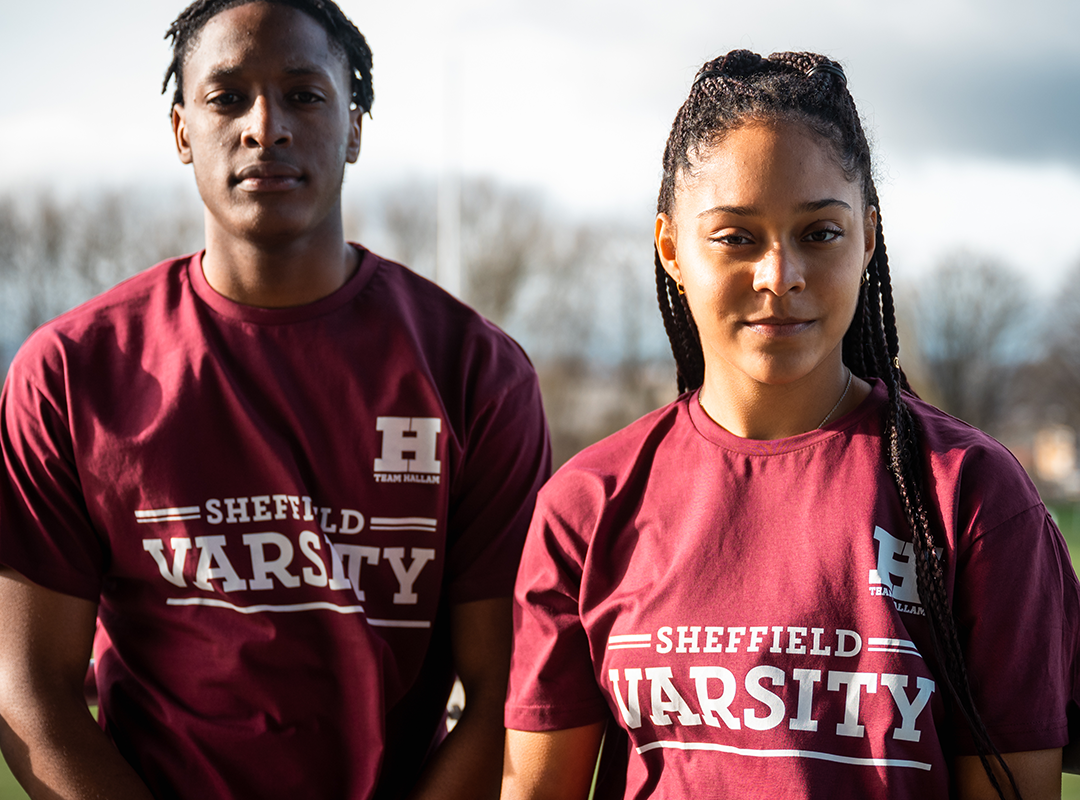 Personalised Varsity 2024 t-shirts and sweatshirts for members of Hallam's sports teams.
